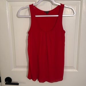 Express Pleated Red Scoop Neck Tank Top Size XS